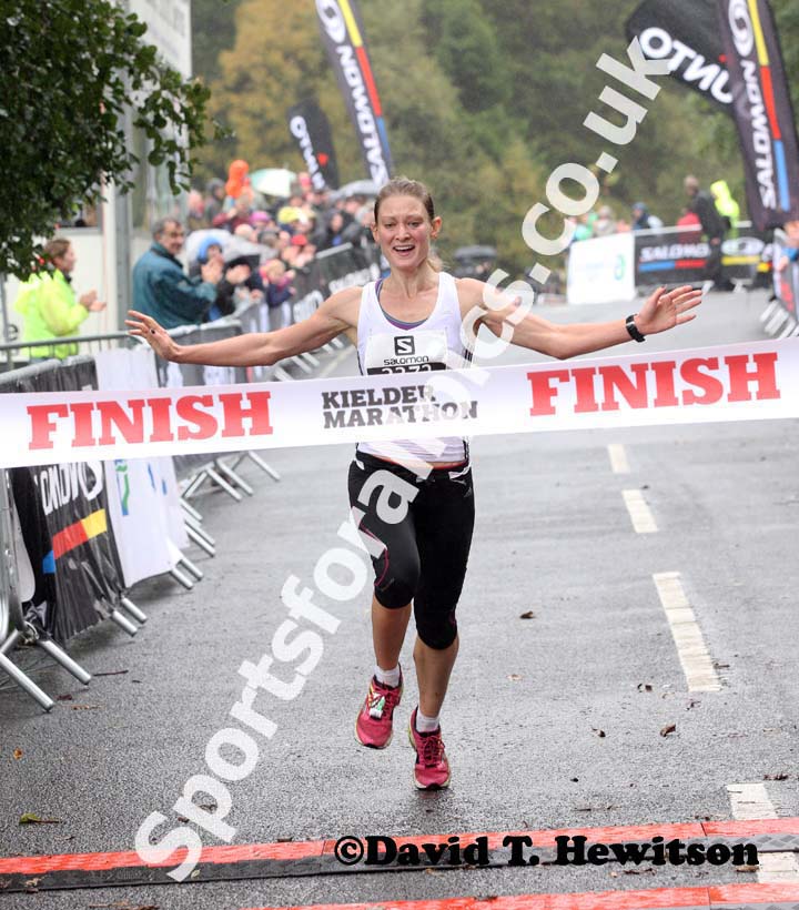 Victoria Nealon (Rugby) winning the Kielder Marathon for the second year.